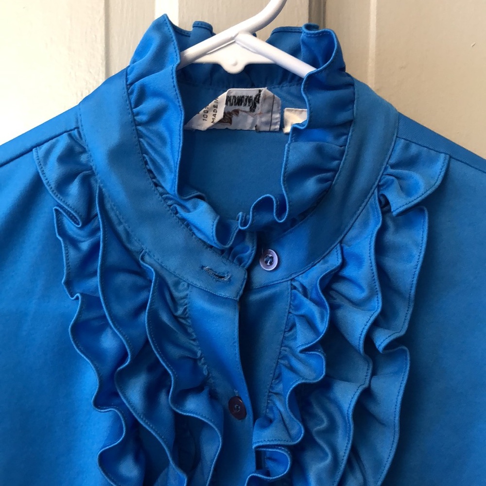 Vintage Polyester Ruffle Blouse. - Picture 3 of 7